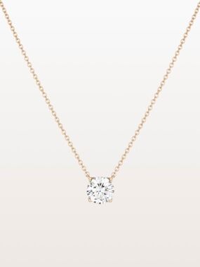Aurate New York Round White Saphire Solitaire Necklace